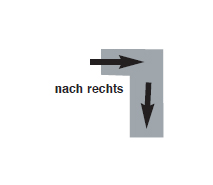 PowAIR Eck-Blende 90°, Edelstahl, nach rechts