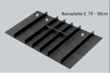 Design-Einsätze TECHNOINO, Holz mocca gemasert, Basisplatte E für 70er-90er Schubladen